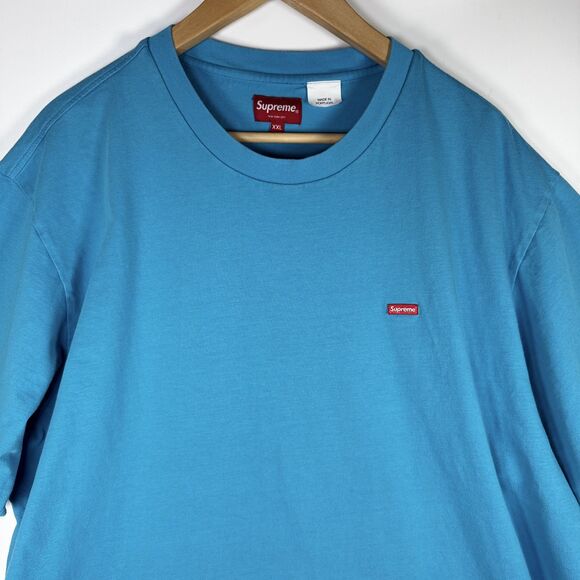 Supreme Box Logo Tee XXL Blue Red Patch Made in Portugal Skate Streetwear - Picture 2 of 13
